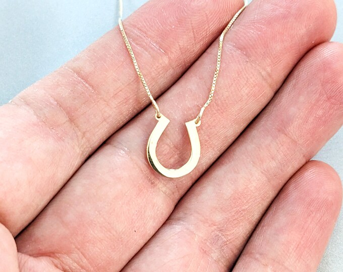 Horseshoe necklace, Lucky charm necklace, Equestrian jewelry, Western necklace, Cowgirl necklace, Cowboy necklace, Gold horseshoe necklace