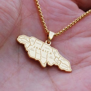 Jamaica Map Necklace, Caribbean Island Pendant, Heritage Jewelry, Unisex Jamaica Gift, Travel Keepsake, Christmas Holiday Gift image 3