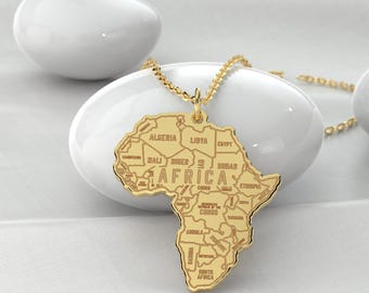 Africa Map Necklace, African Countries Pendant, Heritage Jewelry, Unisex Africa Map Gift, Cultural Identity Necklace, Christmas Gift