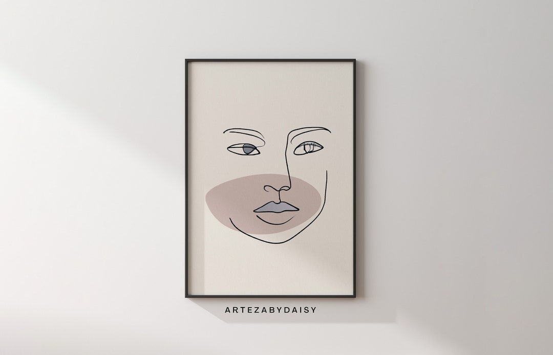 Abstract Boho Face Line Art Print, Boho Art Print, Neutral Minimal Wall ...
