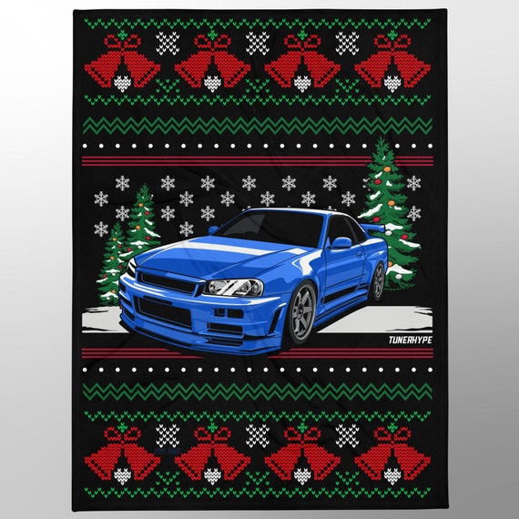 Ugly Christmas Blanket Nissan Skyline R34 GTR Ugly Xmas Sweater Car Guy Holiday Gift Funny Christmas Gift Ugly Christmas Sweater Etsy