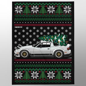Coperta di Natale brutta - Mazda Miata in bianco - Maglione di Natale brutto, regalo di Natale per gli amanti delle auto, regalo di Natale divertente, Natale brutto