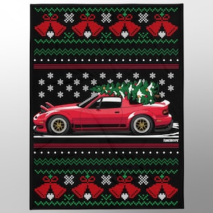 Brutta coperta di Natale - Mazda Miata in rosso - Brutto maglione di Natale, regalo di Natale per gli amanti delle auto, regalo di Natale divertente, brutto maglione di Natale