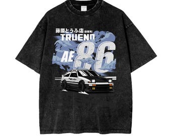 Trueno AE86 - Toyota Vintage T-Shirt - Oversize and Heavyweight - Car Guy Holiday Gift - JDM Shirt, Toyota 86, Initial D Shirt, Takumi