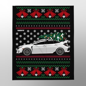 Couverture de Noël moche - Honda Civic Type R FK8 - pull de Noël moche, cadeau de vacances de type voiture, cadeau de Noël drôle, pull de Noël moche