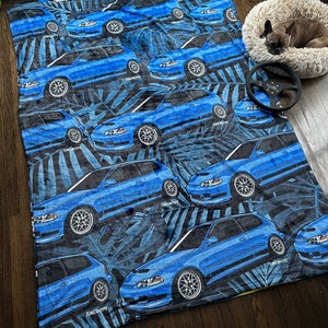 Honda Civic EG Hatchback Throw Blanket - Captiva Blue - Limited Flower Print