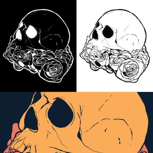 Roses and Bones Awesome Design, Instant Download SVG, PNG, dxf, jpg digital download.