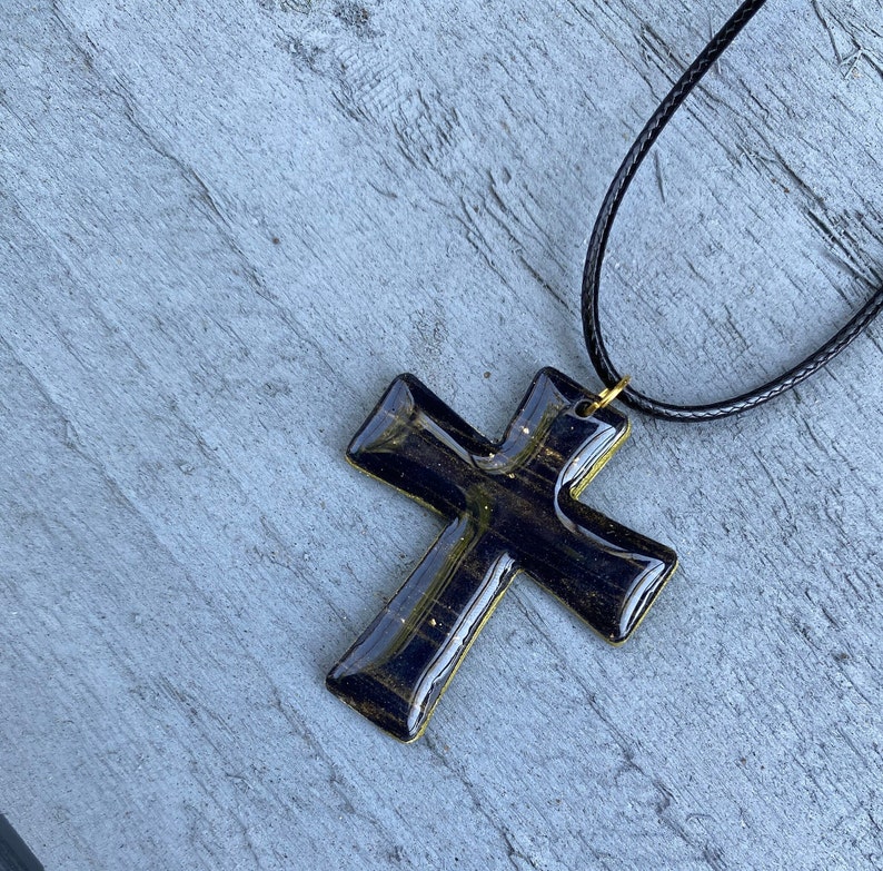 Gold and black cross necklace Outlet