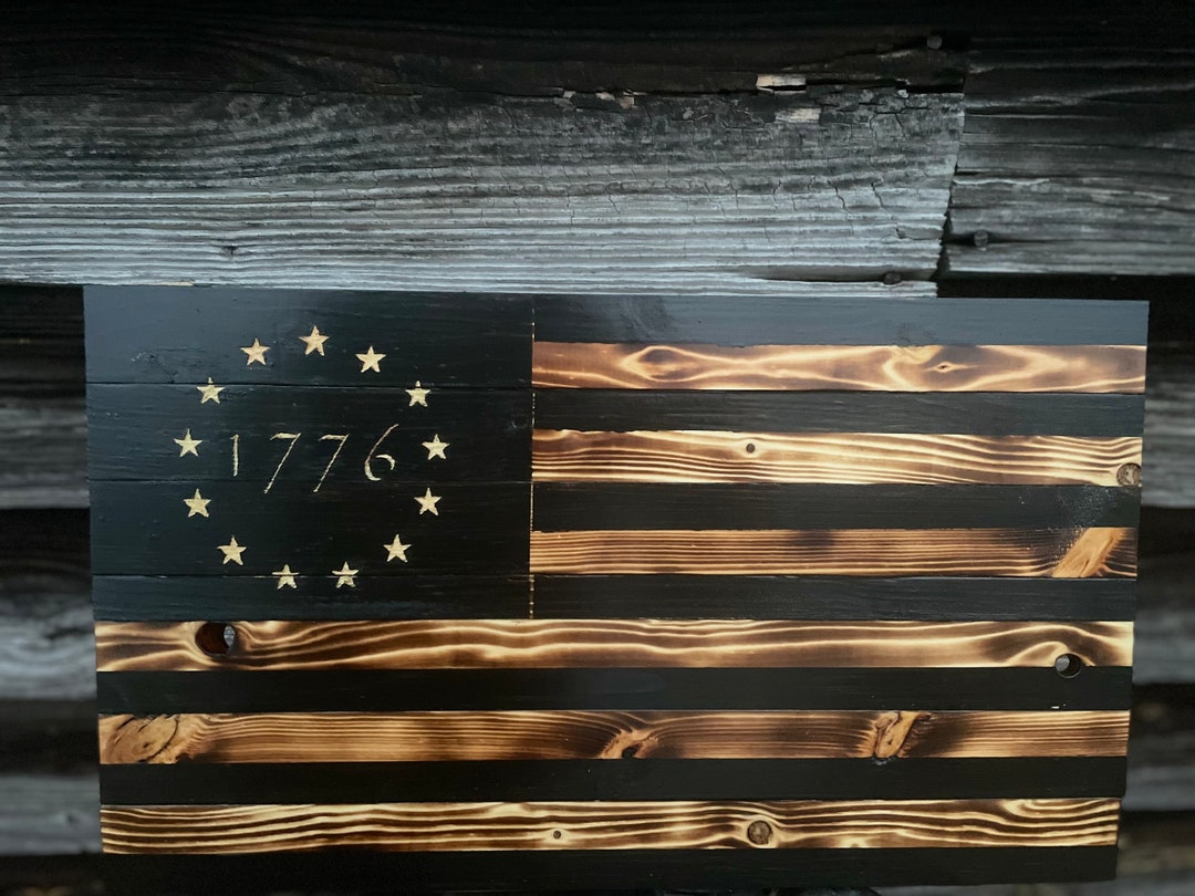 Hand-etched 1776 Wooden Flag: Rustic Patriotic Wall Art - Etsy