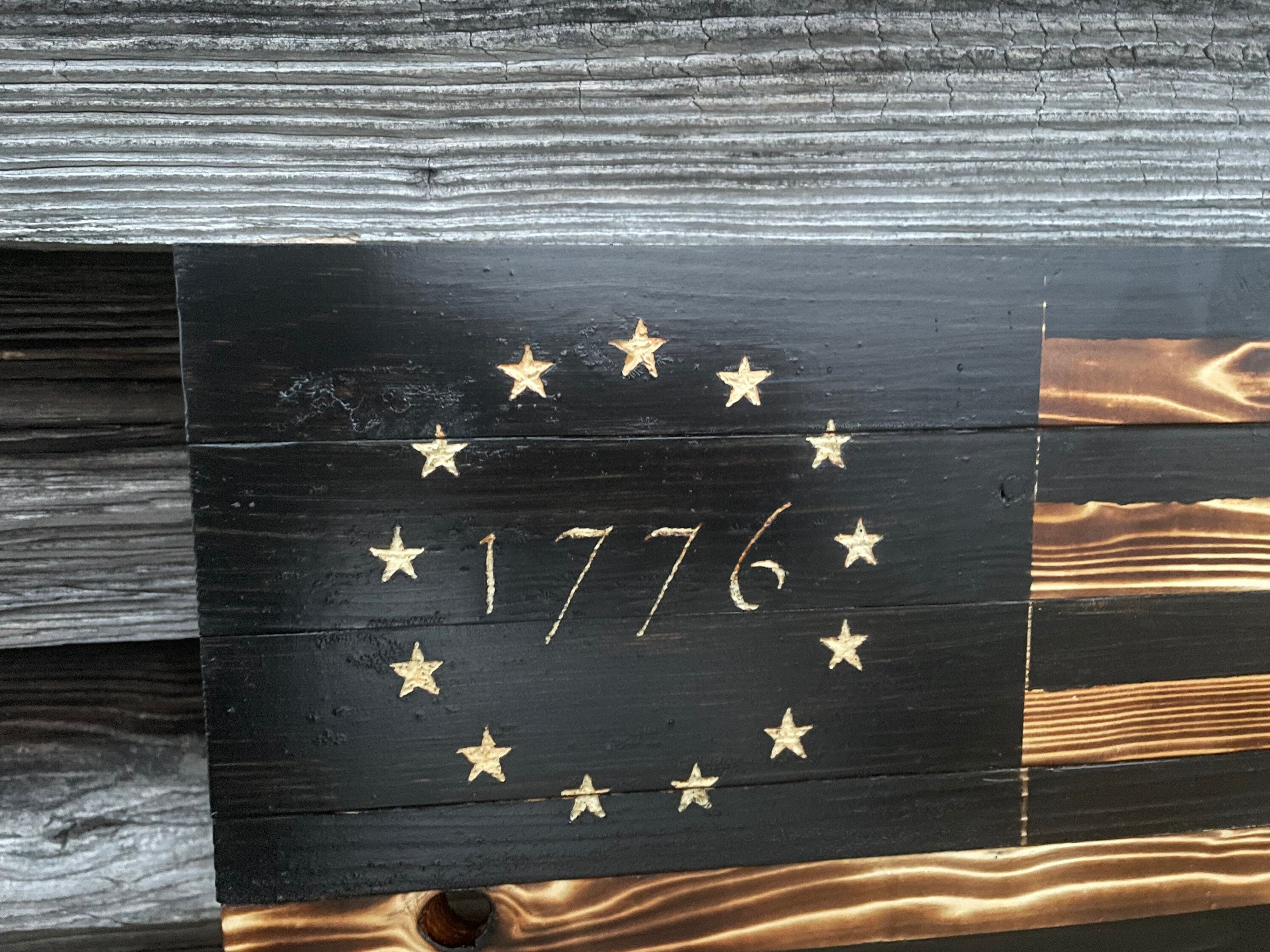 Hand-etched 1776 Wooden Flag: Rustic Patriotic Wall Art - Etsy