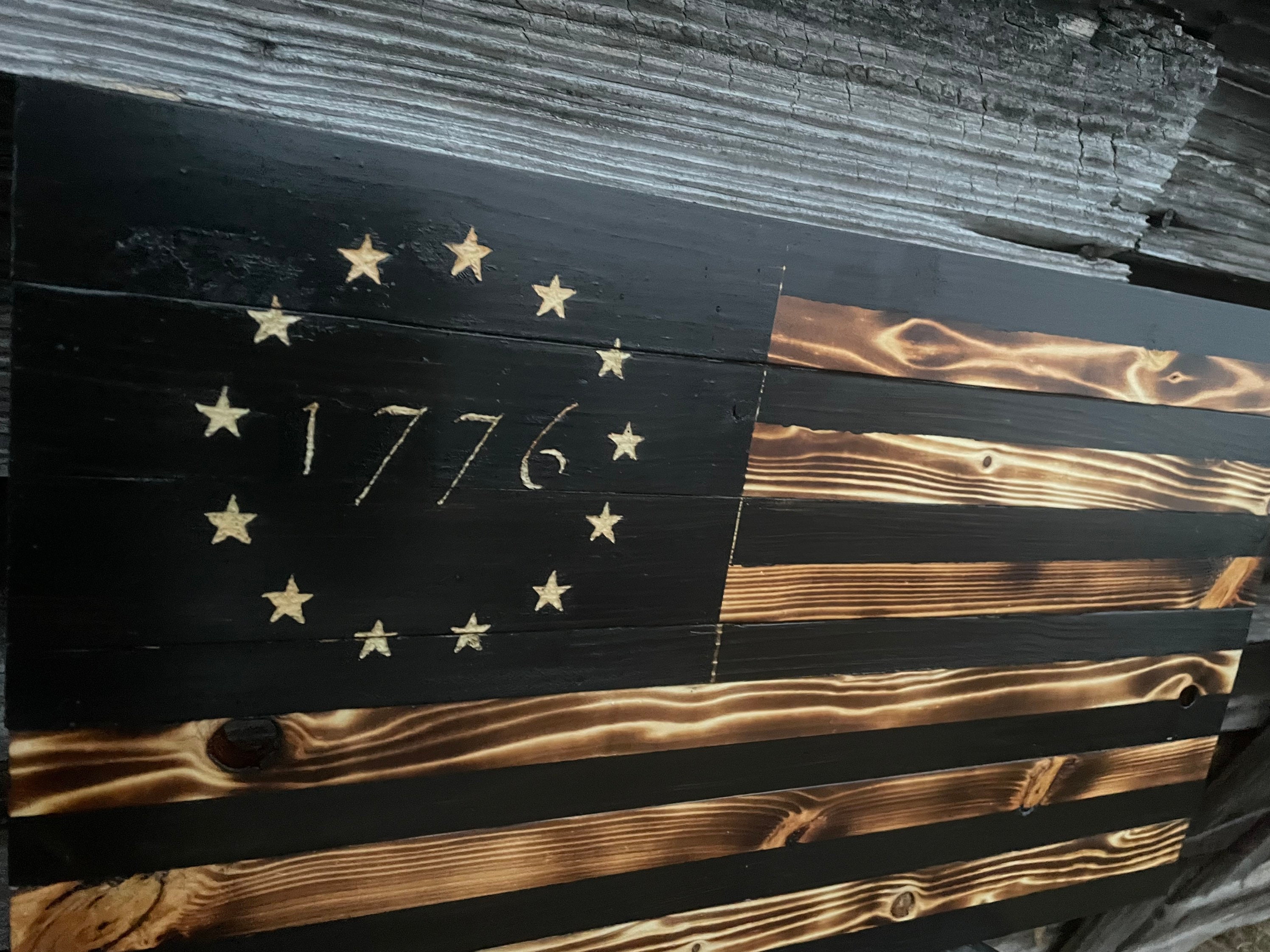 Hand-etched 1776 Wooden Flag: Rustic Patriotic Wall Art - Etsy