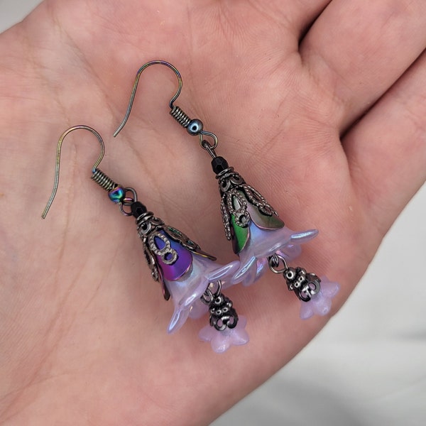 Multichrome Tulip Drop Earrings, Tulip Earrings, Tulip Lovers, Tulip Earrings For Her, **Hypoallergenic, Nickel-Free Wire**