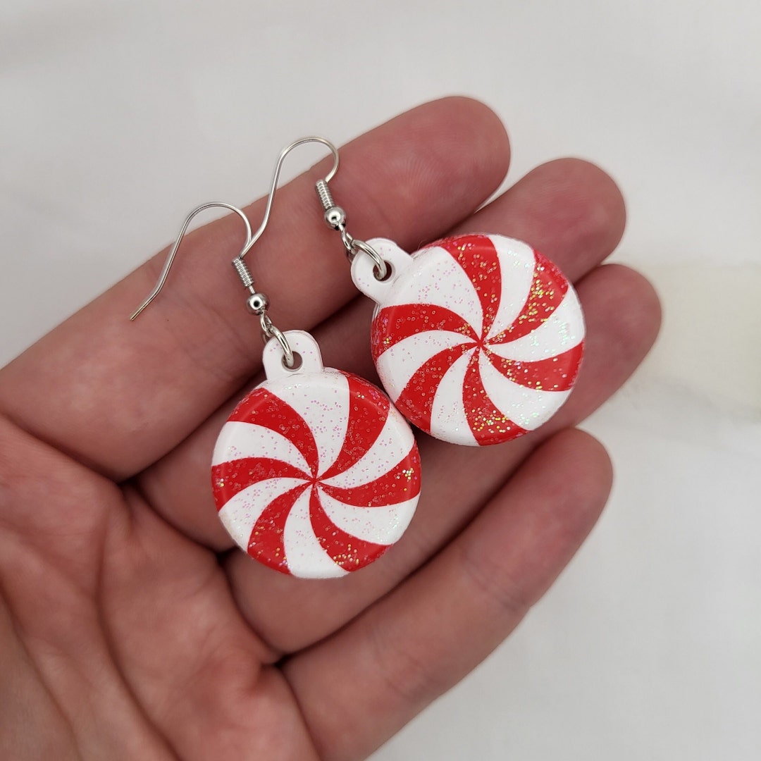 Candy Cane Earrings Candy Drop Earrings Red and White Etsy