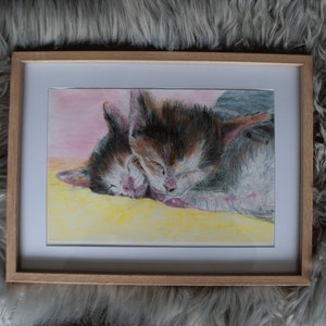 Gepersonaliseerde aangepaste huisdierportretpotlood- en aquareltekening (8,3 x 11,7) op A4-formaat vanaf foto. Kies een huisdier: kat, hond, cavia...