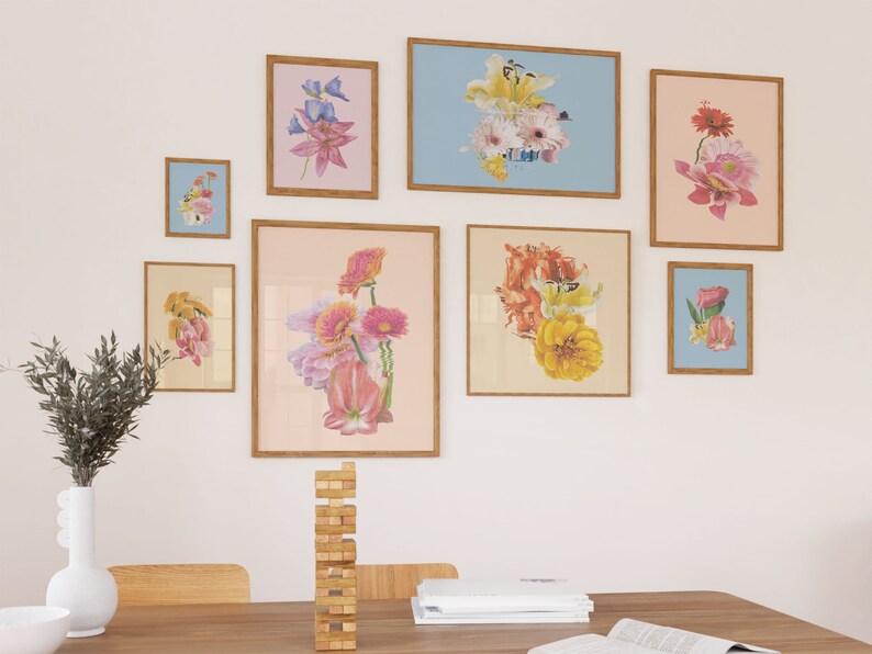 Gallery Wall Set of 12 Downloadable Surreal Flower Collage Etsy