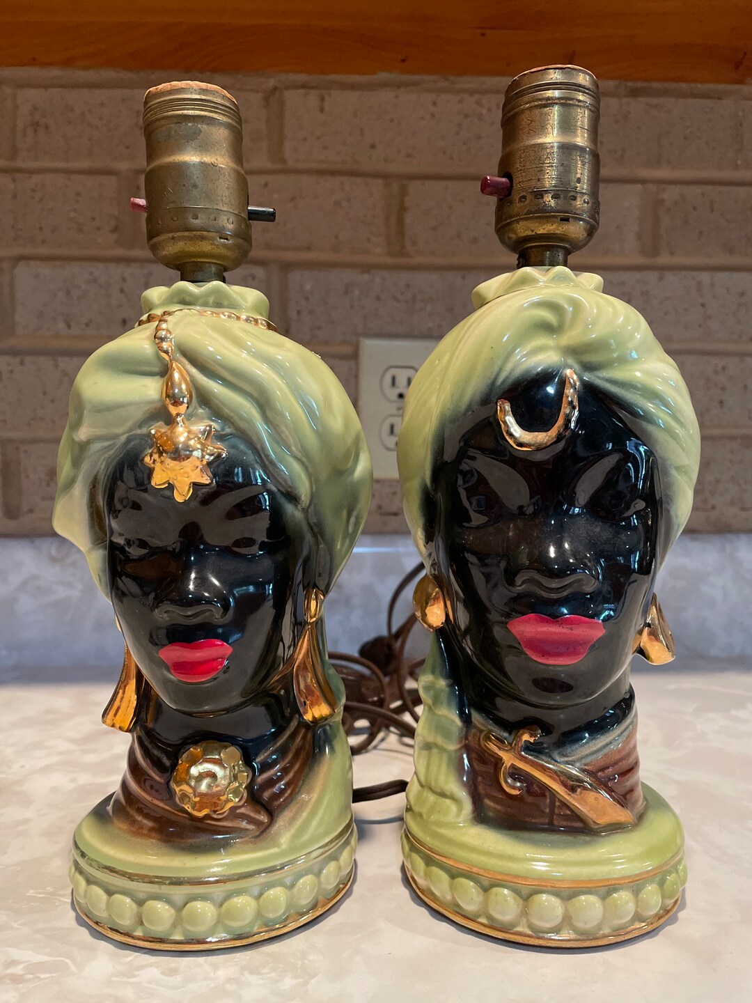 Midcentury Blackamoor Nubian Head Lamps Atomic Set of 2. Etsy