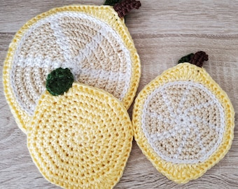 Crochet Lemon Coaster & Hot Pad **PATTERN ONLY**