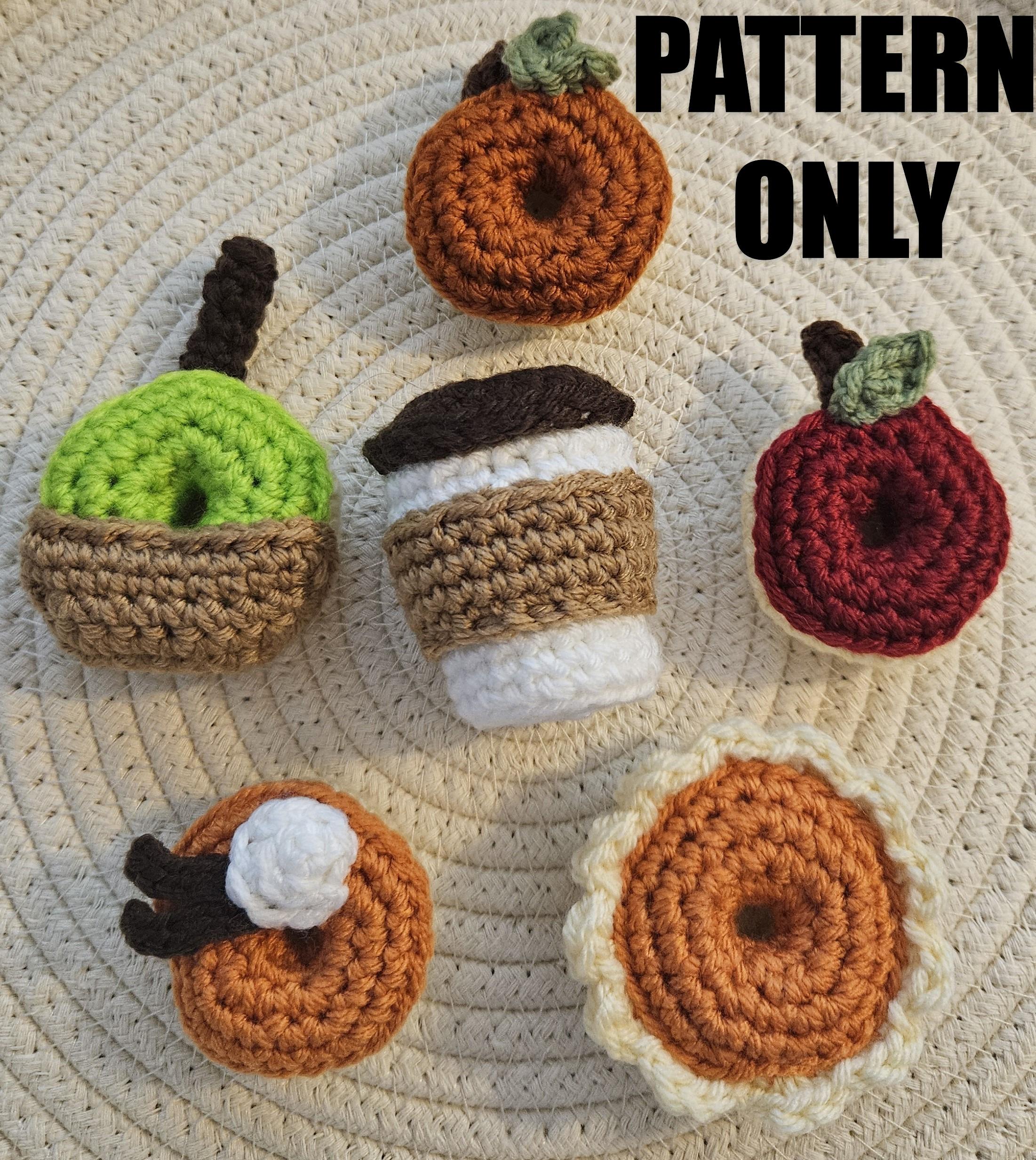 35 Donut Crochet Patterns for Sweet Amigurumi, Plushies, and Giftable Treats 34 Crochet Fall Donuts & Coffee Car Charm Key Chains Kitchen