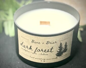 Dark Forest Candle | 6oz | Gothic Home Decor | Soy Wax | Wood Wick