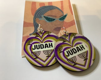 Judah Heart Purple & Gold Earrings