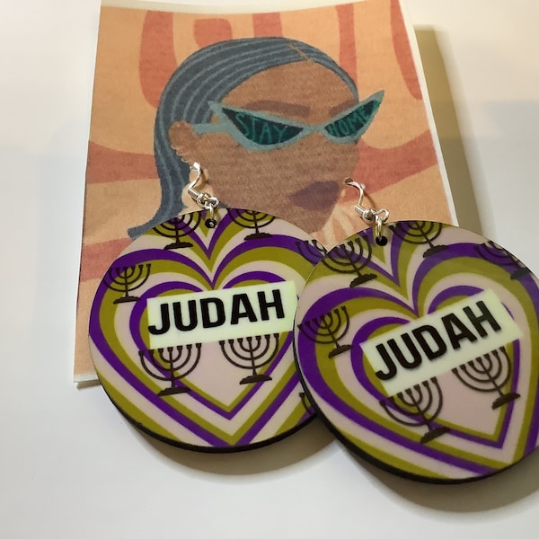 Judah Heart Purple & Gold Earrings