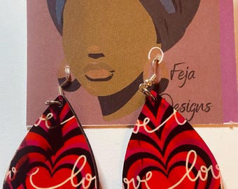 Love Earrings - Red & Black