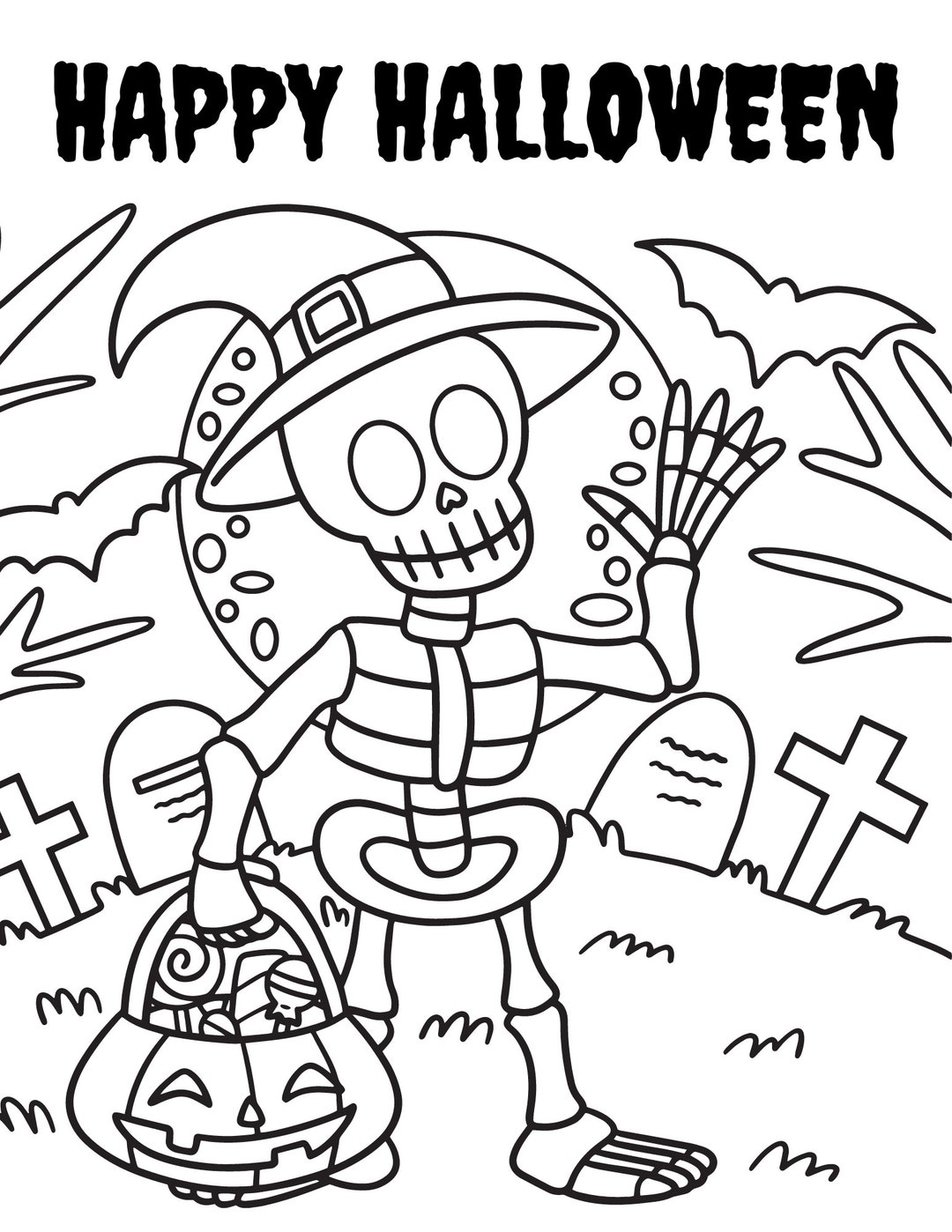 Halloween Stationary and Coloring Pages for Kids - Etsy