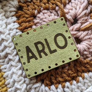 Custom Name Patches | Vegan Ultrasuede Patches | Sew On Name Patches | Name Patches for Knitting, Crocheting & Sewing Projects