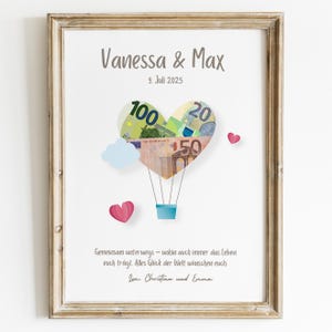 Heißluftballon Hochzeit Geschenk persönlich | personalisiertes Geldgeschenk zur Hochzeit | Geschenk für das Brautpaar | Geldgeschenk