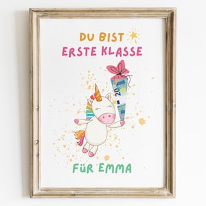 Cash gift for girls&#39; first day at school | First day at school gifts for girls | Personalized back-to-school gifts | Unicorn gifts | PDF