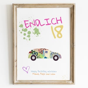 Geldgeschenk Auto zum 18 Geburtstag | Geldgeschenke Geburtstag | einfaches Geldgeschenk | Geschenkidee Geld | Geld schenken kreative Idee|
