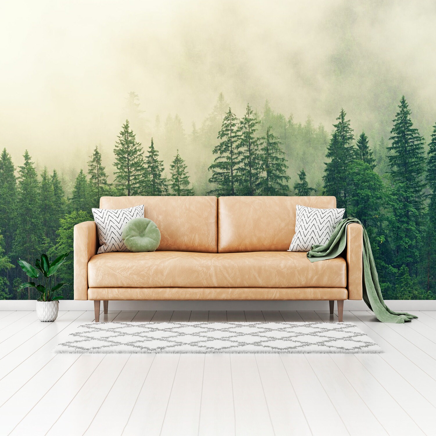 Cloudy Forest Wall Mural 110 X 160 Etsy