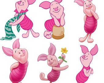 Pacchetto png maialino, clipart maialino, design png maialino, disegni Winnie the Pooh, maiale carino