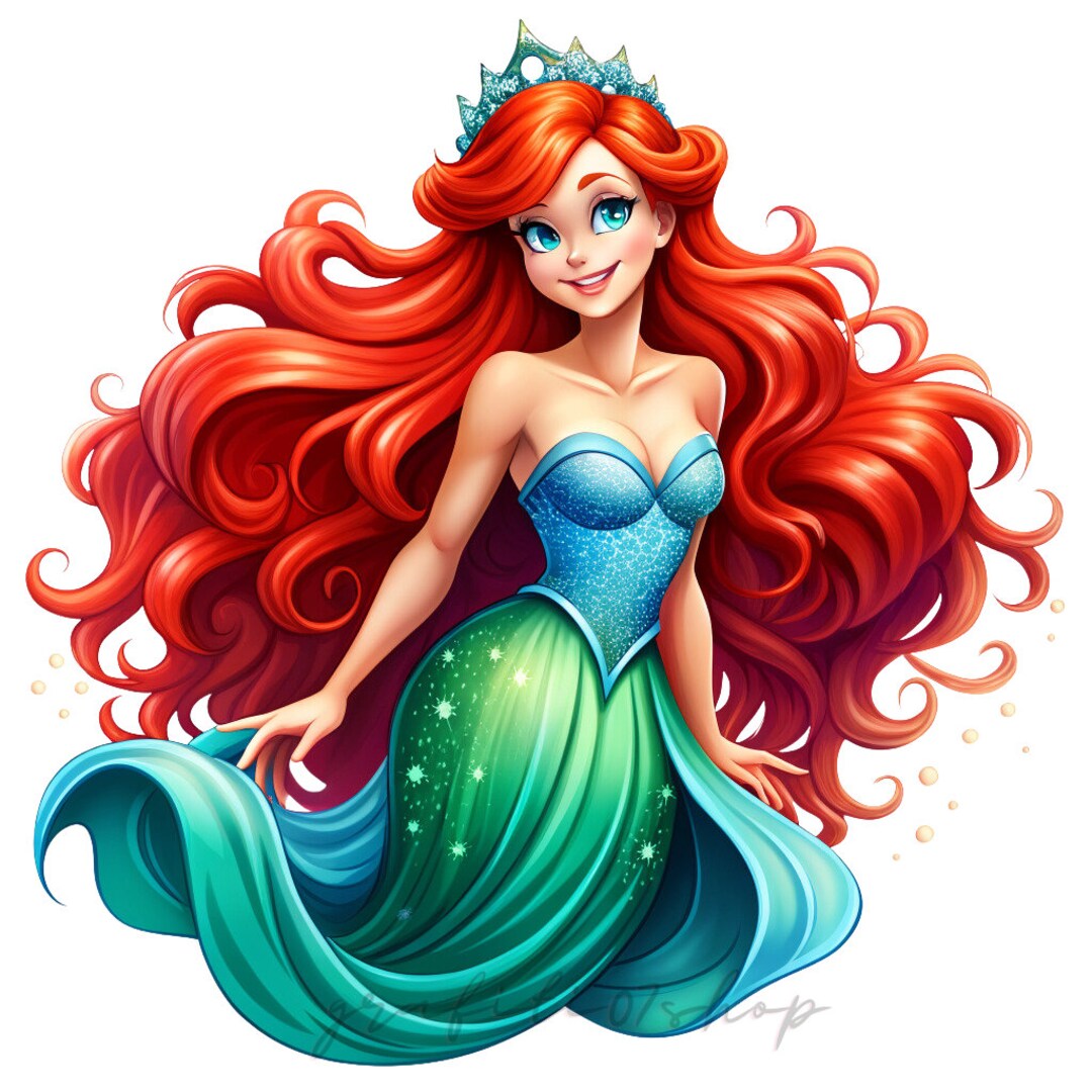 Princess Ariel Png, Clipart, Watercolor Design, Princess Character ...