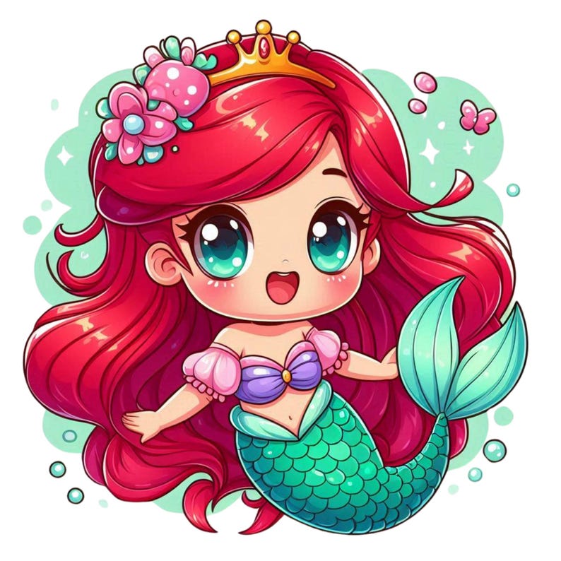 The Little Mermaid, Princess Ariel, Little Princess, Watercolor