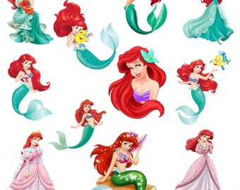 Prinzessin Ariel Clipart, Prinzessin Ariel png Bündel, die kleine Meerjungfrau, Ariel Clipart, Prinzessin Charaktere, sofortiger Download