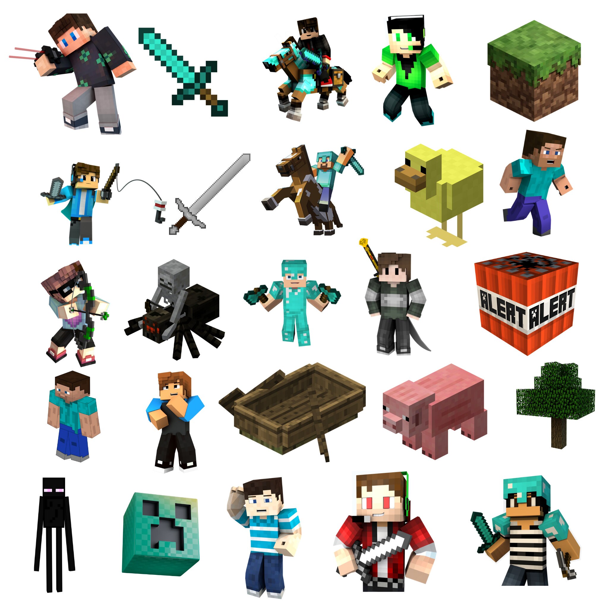 Minecraft Png Mineacraft Characters Png Bundle Minecraft Png Etsy 