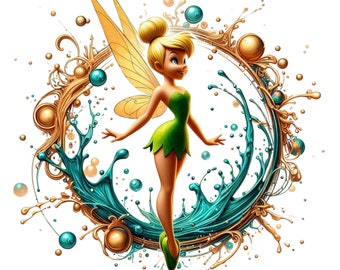 Clipart di Trilli, disegno ad acquerello di Trilli, design splash, clipart di Peter Pan, fata carina png, sfondo trasparente