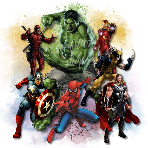 Super heroes png design, Avengers clipart, Spiderman clipart, Wolverine clipart, ironman clipart, Thor clipart, Deadpool clipart, Hulk png