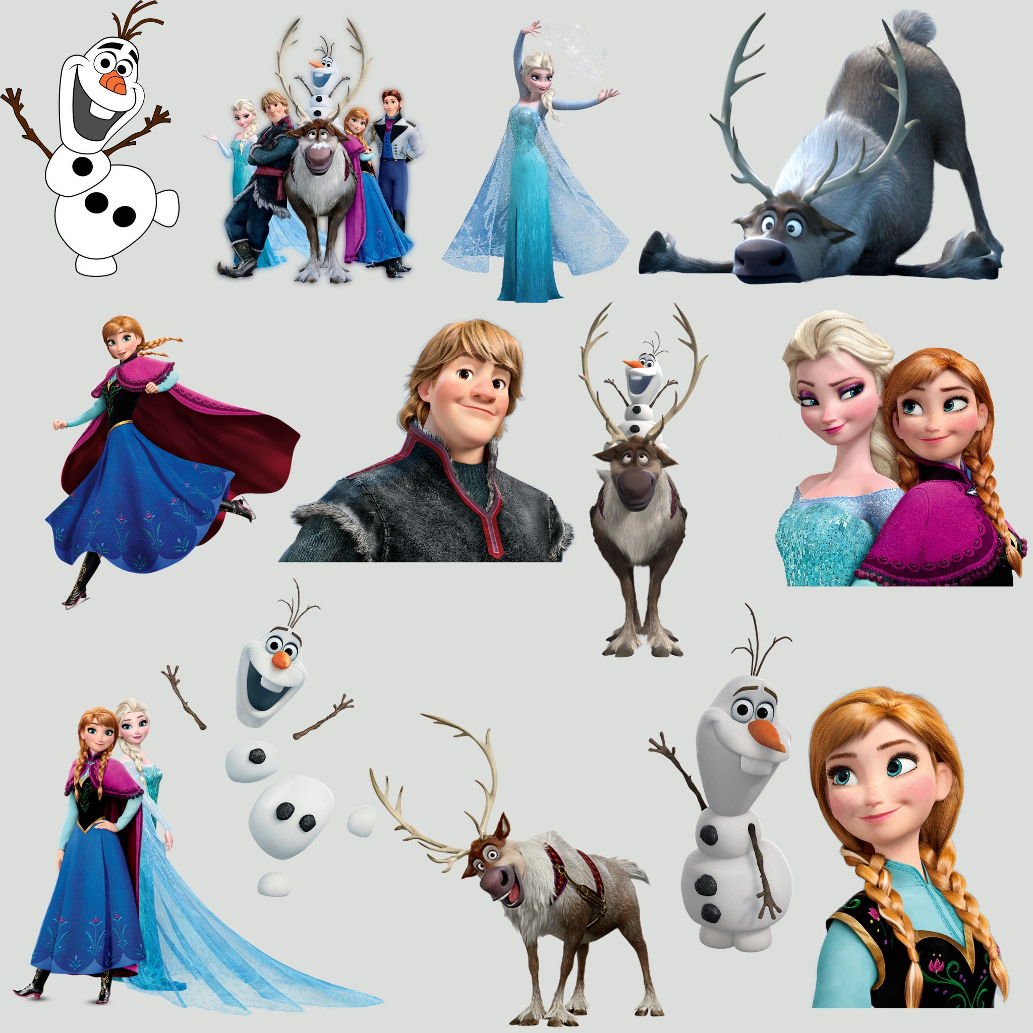 Frozen Character Png Bundle, Frozen Clipart, the Land of Snow Clipart ...