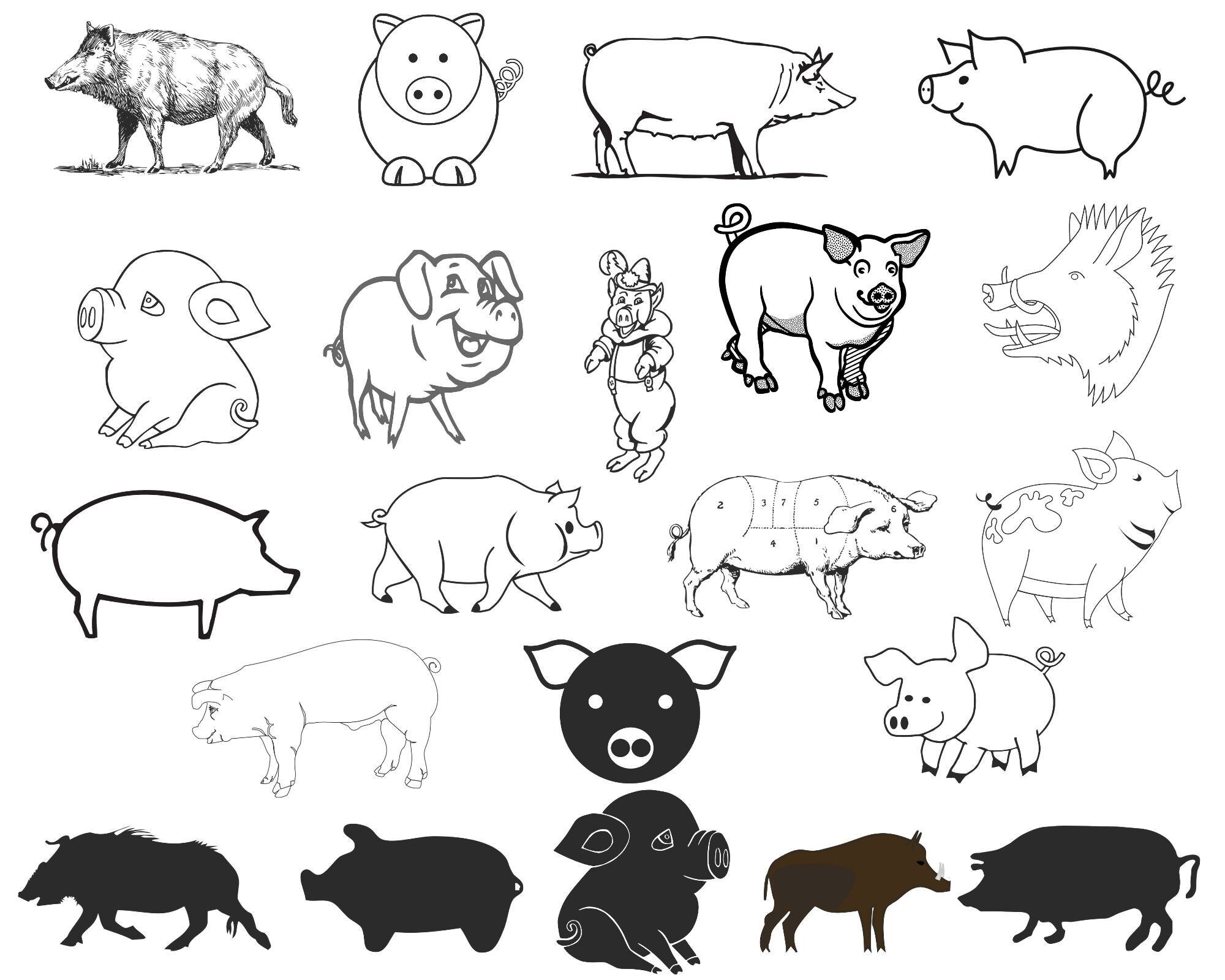 Plastic Bag Clipart Black And White Pig