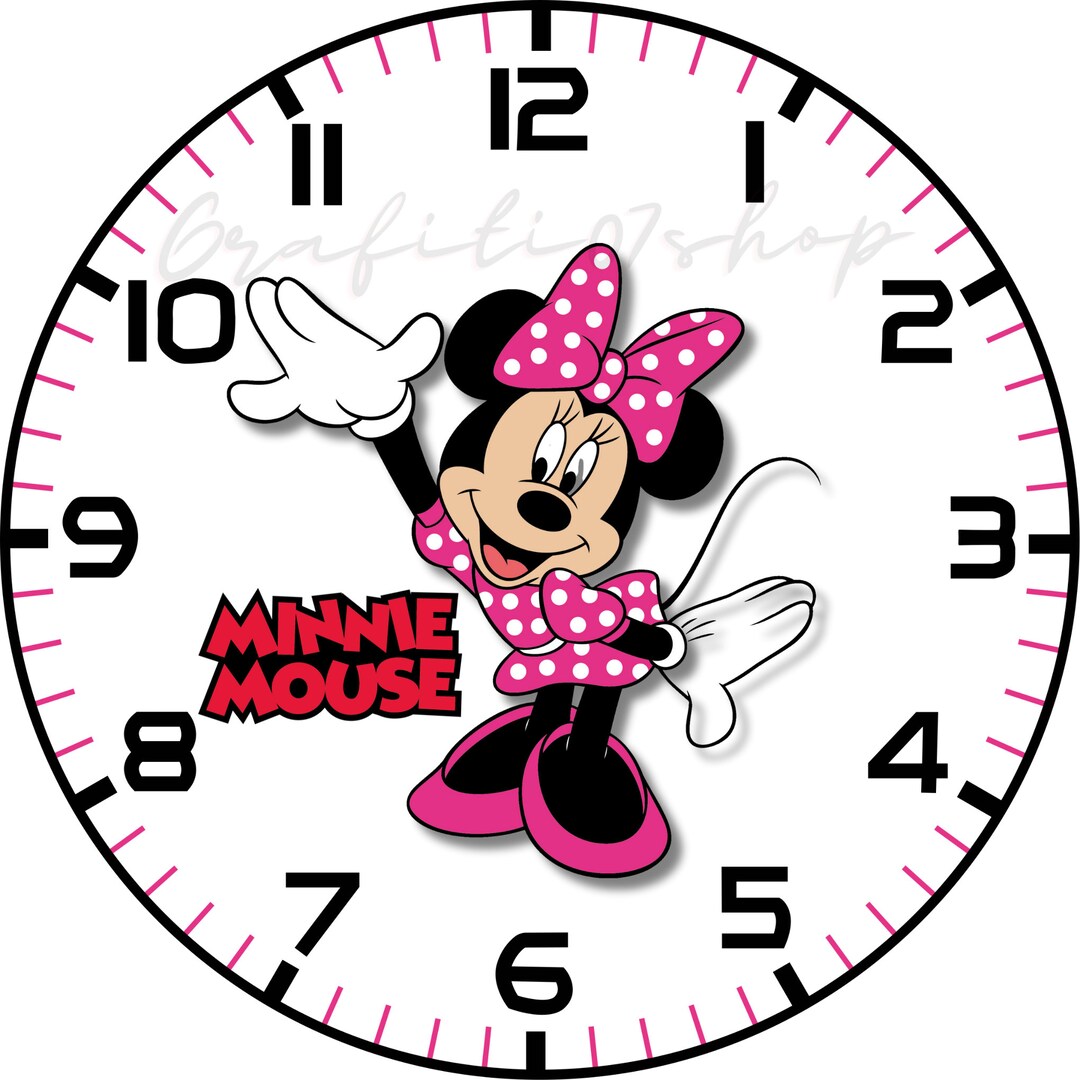 Minnie Mouse Themed Wall Clock, Minnie Mouse Clipart, Wall Clock Design