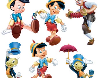 Pinocchio png bundle, pinocchio clipart, jiminy cricket png, Geppetto clipart, instant download