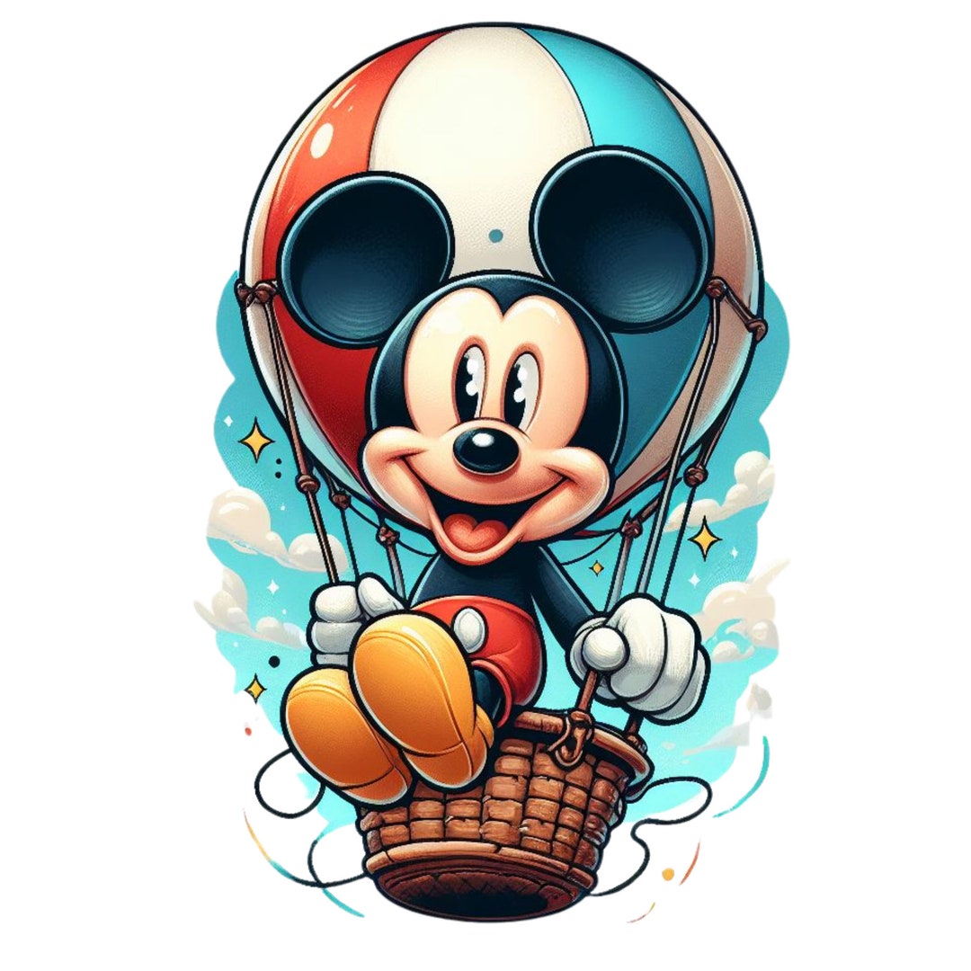Mickey Mouse Png, Balloon, Zeppelin, Transparent Image, High Quality, Watercolor, Clipart