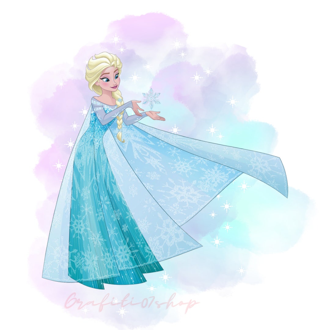 Princess Elsa Princess Elsa Watercolor Design Princess Elsa - Etsy