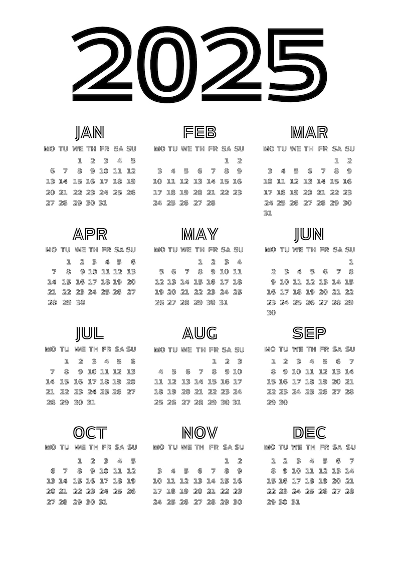 Kalender 2025 png, Kalender png, Kalender 2025, transparenter Hintergrund, Jahreskalender
