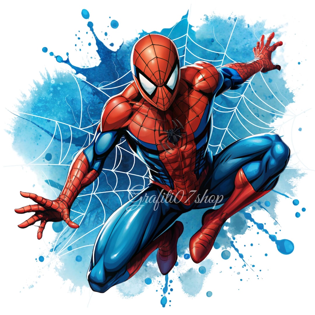 Buy Spiderman PNG Watercolor Design Splash Transparent Background