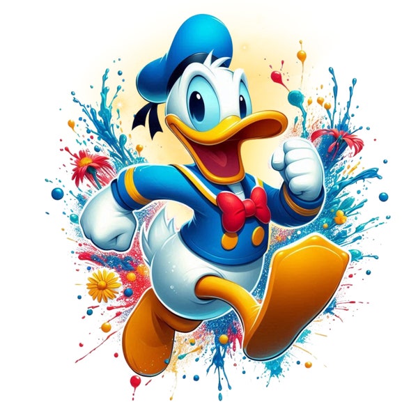 Donald Duck Png, Transparent image, Donald Duck clipart, Watercolor design, Splash design, sublimation design