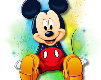 Clipart di Topolino, acquerello di Topolino, png di Topolino, personaggio dei cartoni animati, simpatico topo png