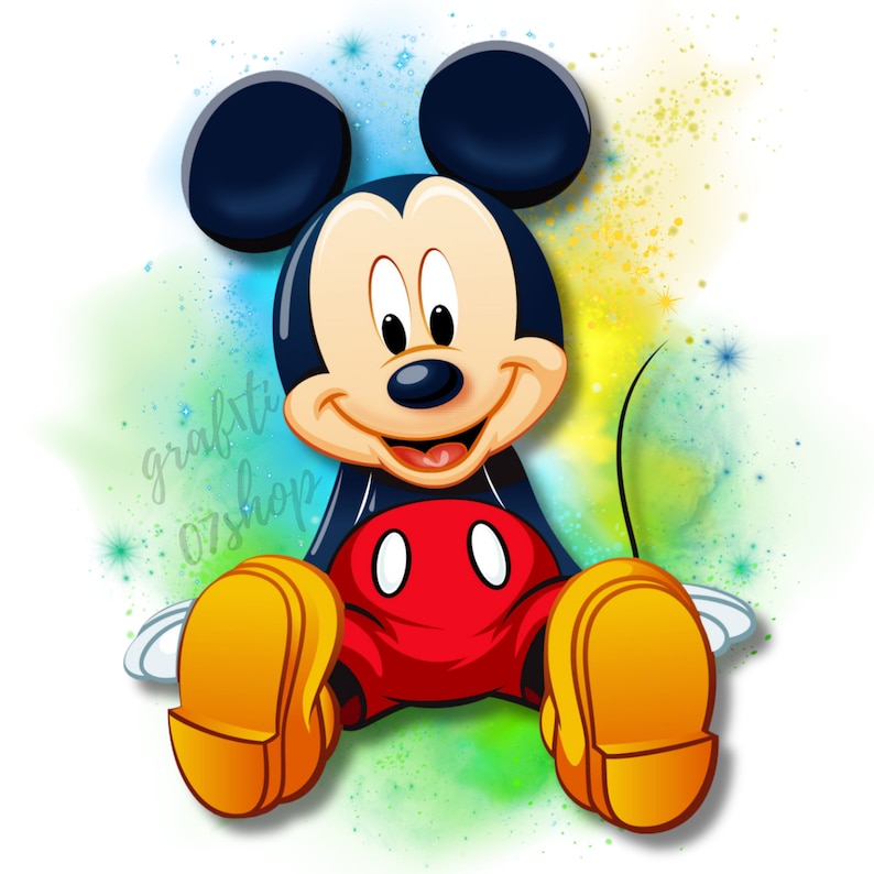 Clipart di Topolino, acquerello di Topolino, png di Topolino, personaggio dei cartoni animati, simpatico topo png immagine 1